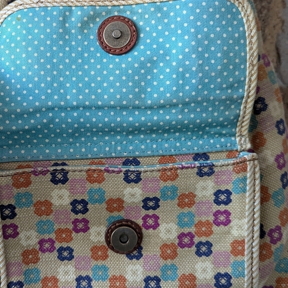 Fossil Tate Hobo Shoulder Bag Natural Floral Canvas Leather Y2K - Picture 3 of 15